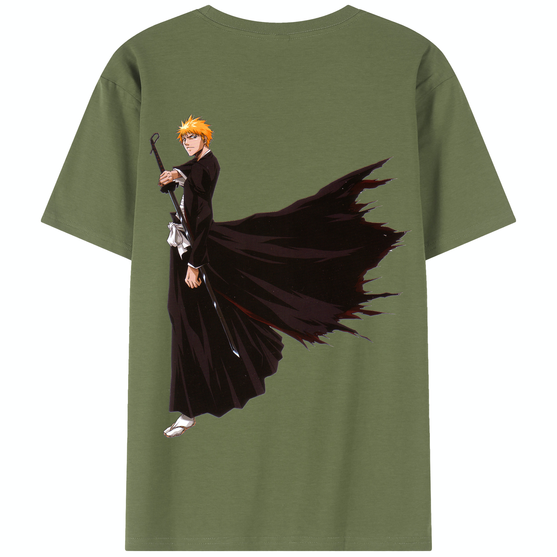 （画像用） ブリーチ 黒崎一護（くろさき いちご）BLEACH Kurosaki Ichigo 綿100％半袖Tシャツ（背面プリント）